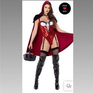 Fashion Nova Red and Black Hooded Cape Costume
